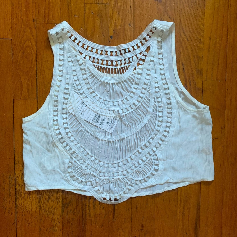 NWT crochet back crop tank